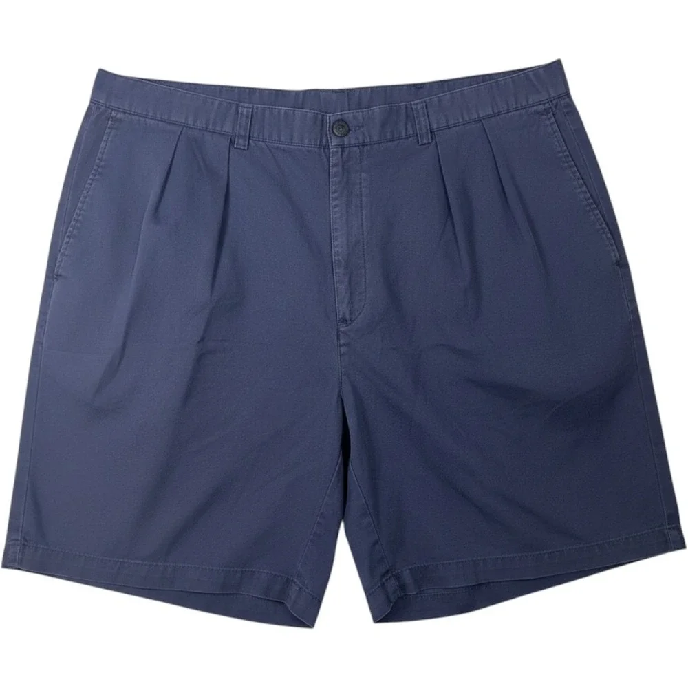 Vintage Polo Ralph Lauren Tyler Short Men 50B Navy Blue Pleated Chino Big & Tall